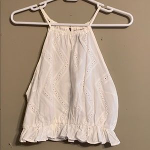 White crop top with eyelit detail